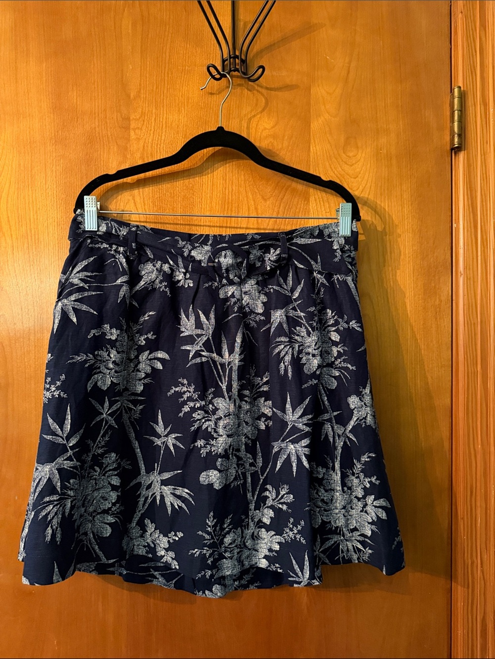 LOFT Navy Floral Circle Skirt